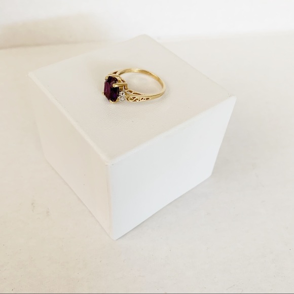 Authentic oval Amethyst and Diamonds Ring 14K gold Size 6 - Picture 3 of 11